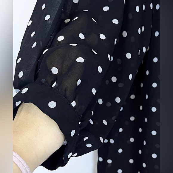 Women's Polka Dot Sheer Blouse Size Small black/white By Cotton On 3/4 Sleeve - Picture 6 of 15